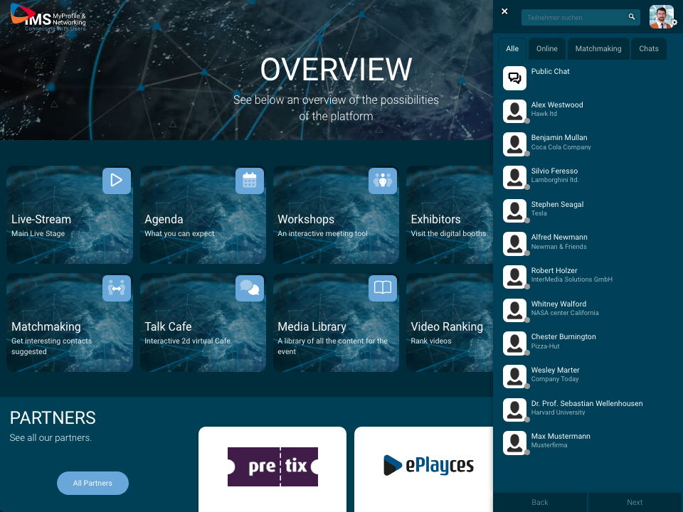 screenshot of IMS Event & Video Streaming Platform